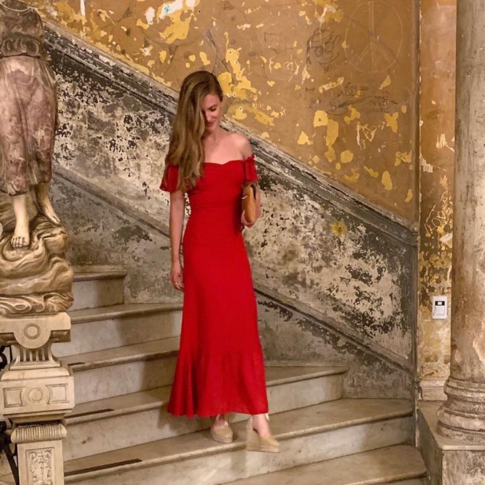 Reformation Red Midi Dress